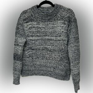 Hayes Marled Knit Sweater Medium Black White Chunky Cozy Pullover